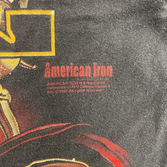 Vintage American Iron shirt men Medium Black 1990s full graphic chopper ride - Picture 5 of 10